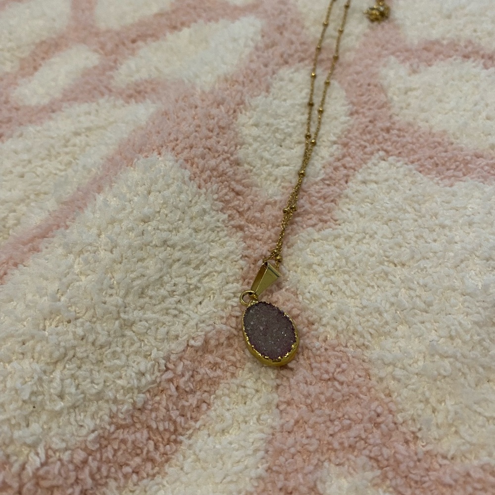 Amethyst Necklace 16” gold chain